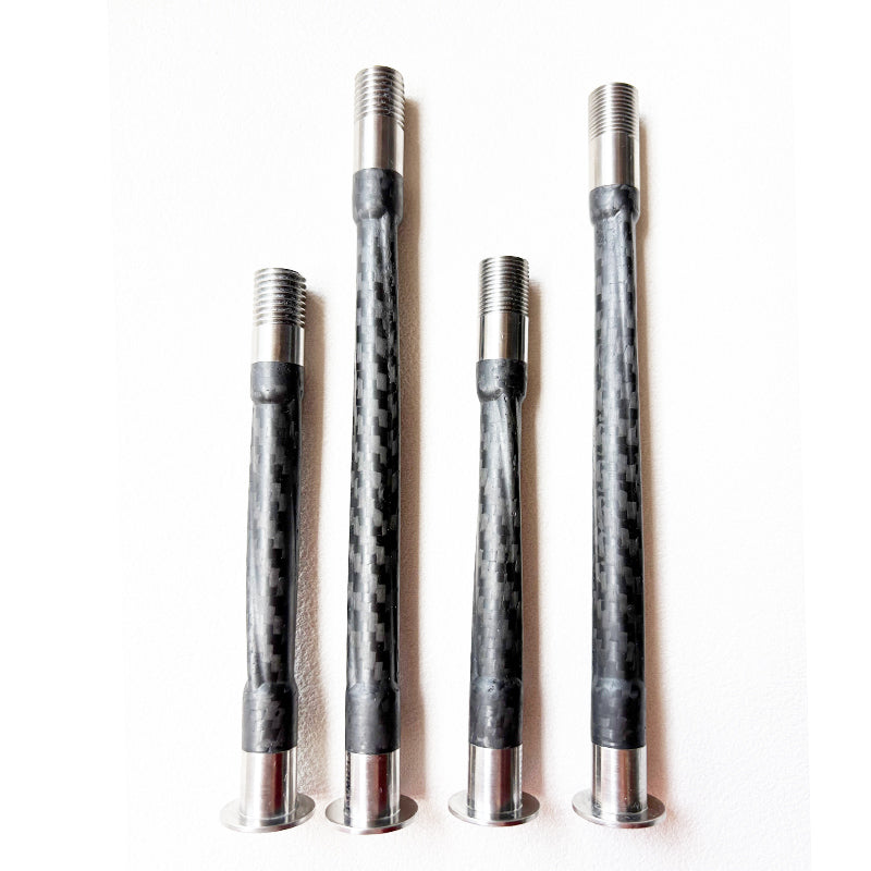 Carbon fiber thru axle surface detail 12mm road bike